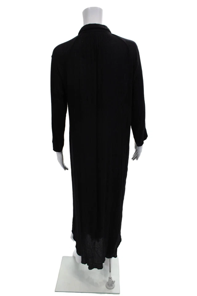 Maxi Camisa Vestido Melissa Odabash Mujer Negro Cuello Manga Larga Talla M Foto 3 de 4