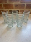 Set of 5, Vintage 12 oz Anchor Hocking Quilted Diamond Pattern Drinking Glass