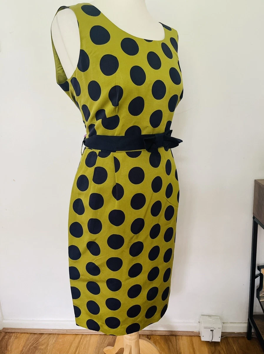 HOBBS Dark BLUE Green Spotted Summer Party DRESS SIZE 14