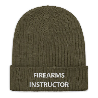 Firearms Instructor Ribbed Knit Beanie Hat Cap Range Safety Gun