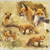 20 StüCk Lunch Servietten 33X33 Cm Portrait Of Foxes Fuchs FüChse Neu