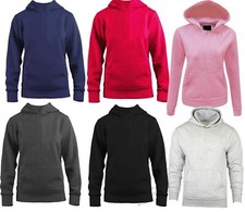 Children's Kids Hooded Sweatshirt Jumper Plain Pullover Sweater Hoodie 3-13 Hood