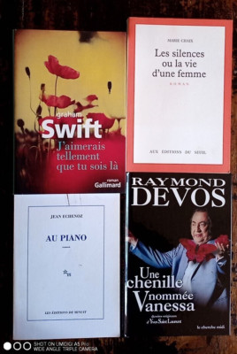 Konvolut 4 Bücher, darunter 3 Romane und 1 Raymond Devos 
