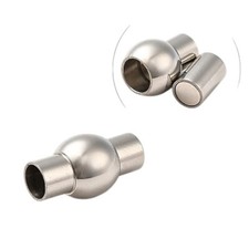 Stainless Steel Oval Magnetic clasp 5mm hole 18X10mm steel color, glue in ends