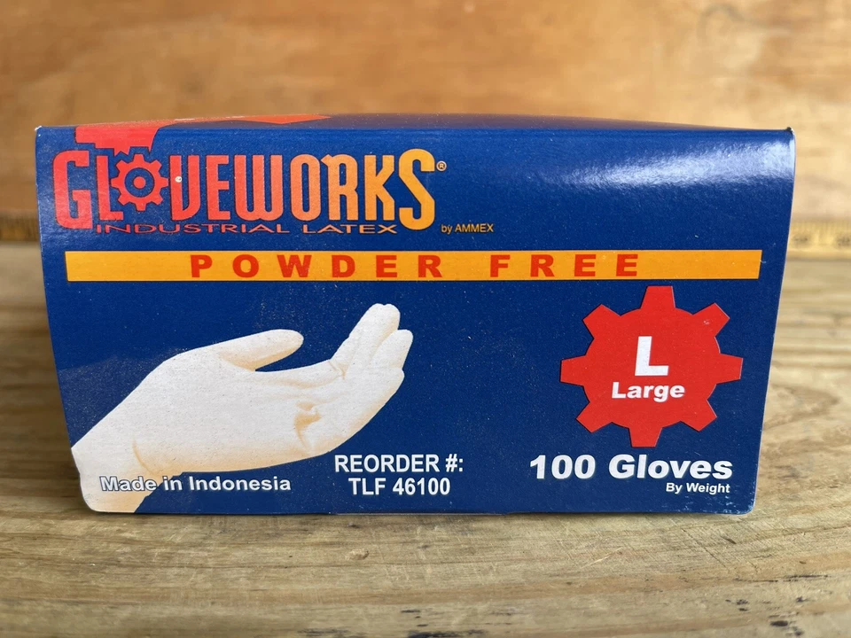 Ammex TLF46100 Gloveworks 一次性手套 - 100 个 - 工业乳胶 — 第 3/4 张图片