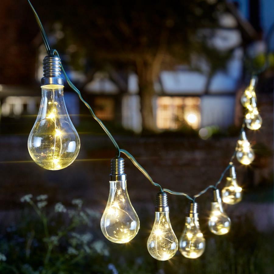 Smart Garden Solar-powered Outdoor Eureka Lightbulbs LED String Lights 3.8m