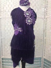 STUNNING PURPLE FRINGED & STONED CHILDRENS SHOW  STAGE FESTIVAL COSTUME(41)BOX 4
