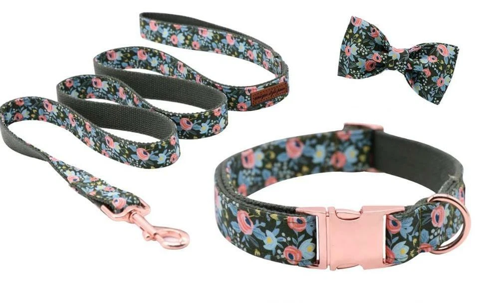 Funky Flora Dog Collar Designer Collars Leads Bowties for Dogs