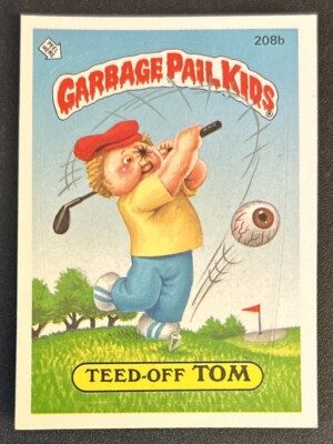 1986 Topps Garbage Pail Kids GPK Series 6 Teed-Off Tom Sticker Card #208b VG O/C