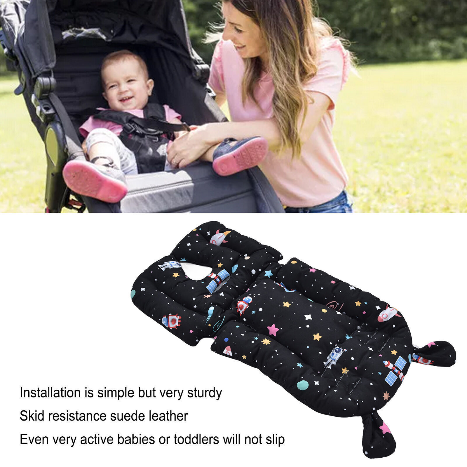 Two Sided Baby Stroller Liner Soft Cute Cartoon Patterns Infant Stroller