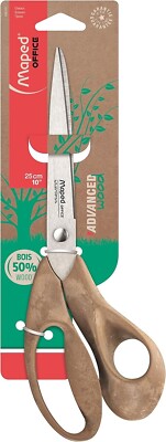Maped Advanced 25cm Wood Scissors - Asymmetric, Pointed Tip, Ergonomic