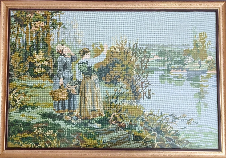 Imagen con aguja enmarcada basada en la famosa pintura de Daniel Ridgway Knight Foto 3 de 4