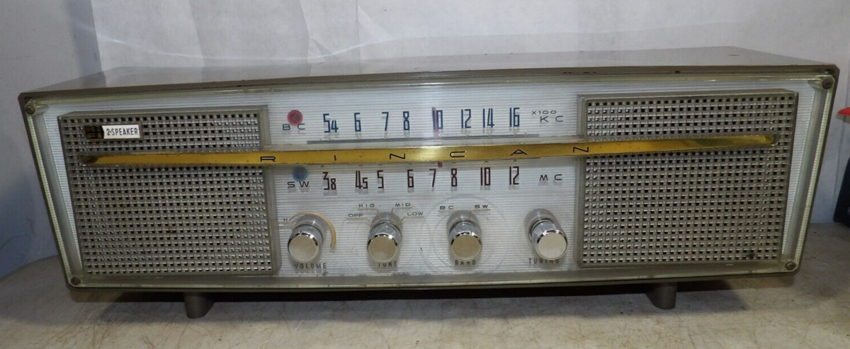 Vintage 1950s60s Rincan BC SW Hi-Fi 2-Speaker Tube Radio Japan OD