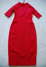 Marks & Spencer Red Flexi Fit Skinny Sculpted Stretch Pencil Midi Dress UK 8