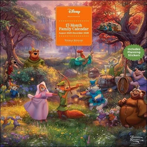 Disney Dreams Thomas Kinkade 2025-2026 17-Month Family Wall Calendar