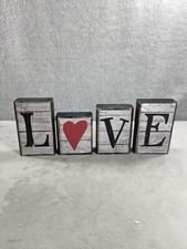 Rustic LOVE Heart Sign Wood Blocks Decor Table Shelf Decor Valentine's 5.5"