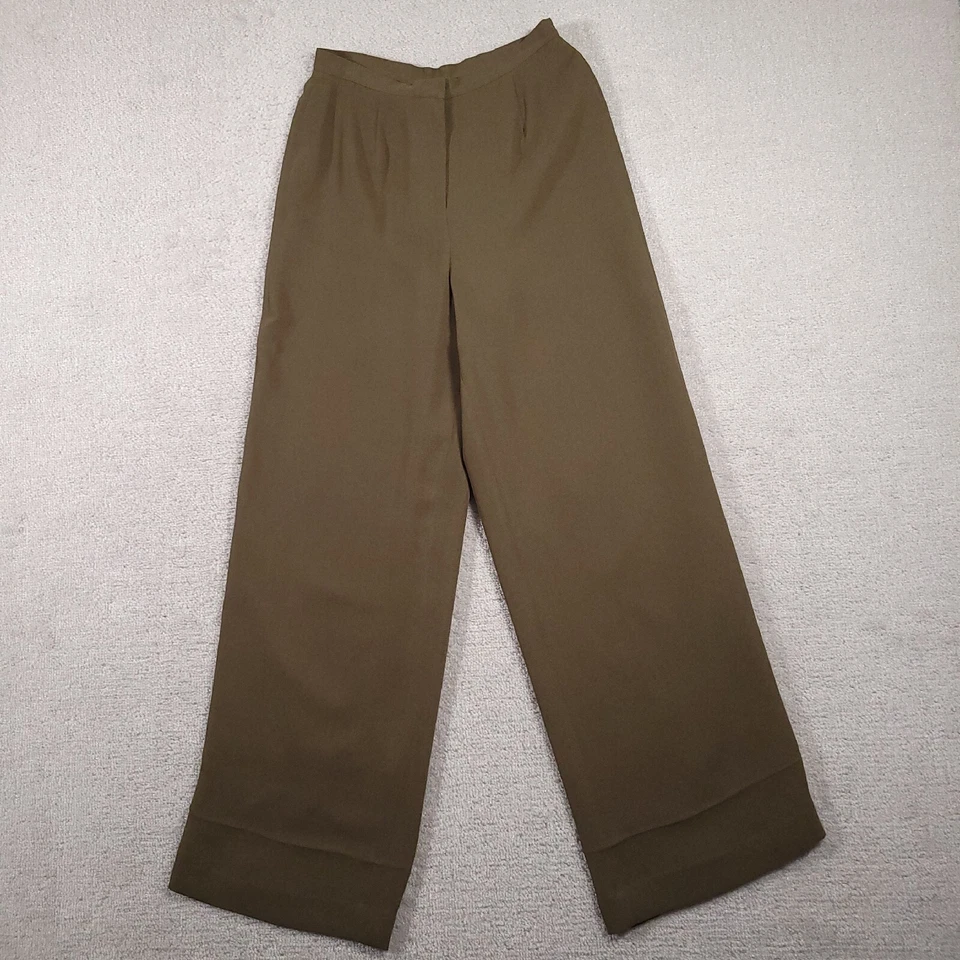 Vintage Casual Corner Dress Pants Women’s 6 Brown Wide Leg Lined Pleated Zip - Изображение 2 из 4