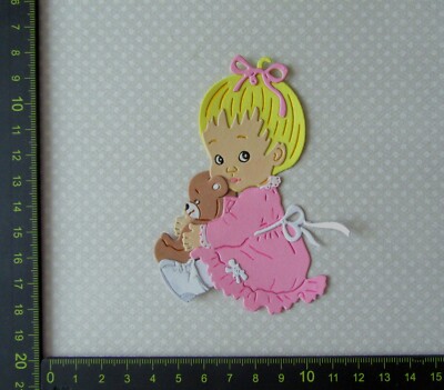 Stanzteile Kartenschmuck Aufleger Sticker supersüßes Mädchen Geburtstag
