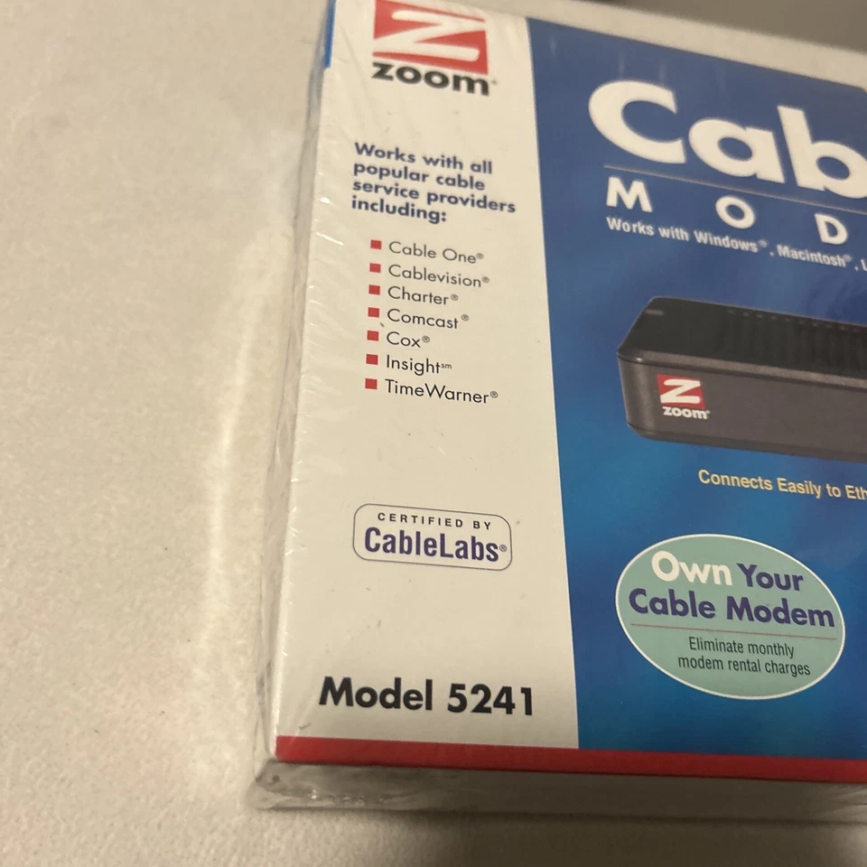 New Zoom Cable Modem Ethernet/USB External Model 5241 Windows Mac Linus Unix - Image 2 of 4