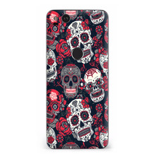 Google Pixel 2 Skins Decal Wrap Sugar Skulls Red Black Dia de los