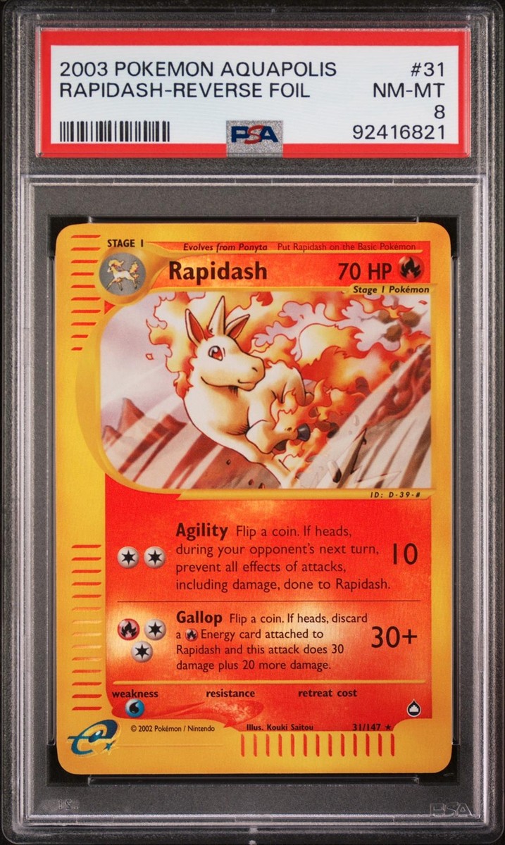 Pokemon WotC Aquapolis Reverse Holo Card #31 Rapidash PSA 8 | eBay