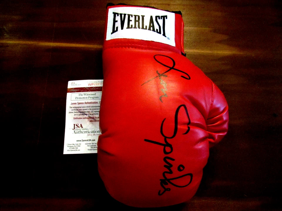 LEON SPINKS BOXING HEAVYWEIGHT CHAMP SIGNED AUTO VTG EVERLAST BOXING GLOVE JSA - Image 2 of 3