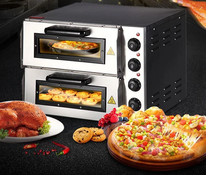 New 220V 16" Double Electric Pizza Oven Commercial Ceramic Stone n