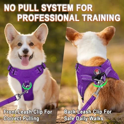 Dog Harness Step in Dog Vest Harness, Reflective Adjustable X-Small Purple