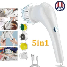 5Heads Handheld Cordless Rechargeable Spinning Power Scrubber Kitchen Bath Clean