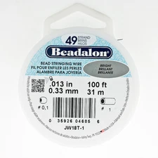Beadalon 49 Strand Beading Wire .013 30ft & 100ft Spools. Bead Stringing Wire