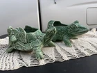 Vintage McCoy Pottery Frog and Turtle Planters Set - Green Glaze USA