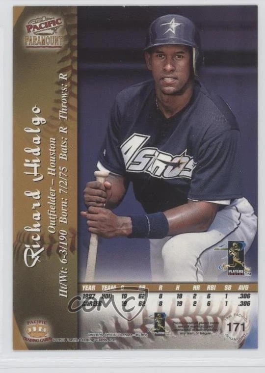 1998 Pacific Paramount Platinum Blue Richard Hidalgo #171 - Image 2 of 2