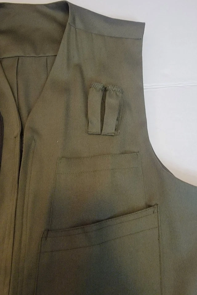 Chaleco trampa de tiro para hombre XL borde de cuero verde bolsillos exteriores cremallera frontal Foto 2 de 4