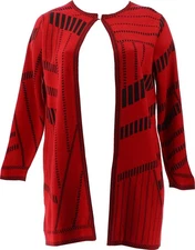 Antthony Geometric Jacquard Topper RED BLACK L NEW (1097)