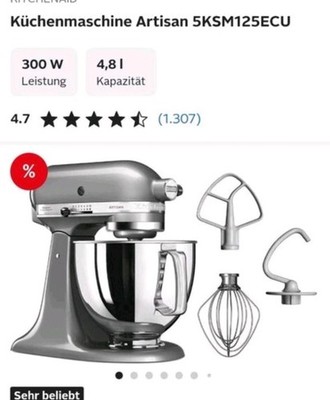 KitchenAid Artisan Series 5 300W Küchenmaschine - 5L, Rot (5KSM150)