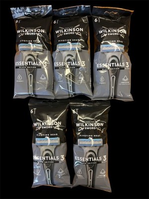 30x Wilkinson Sword Essential 3-Schneidiger Einwegrasierer Schwingkopf BlackEdit