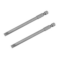 "2X Schlitz Schraubendreher Bits 6Mm 4\" LäNge 1/4\" Sechskant Schaft Magnetik Kopf"