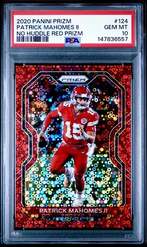 Patrick Mahomes II 2020 Panini No Huddle Red Prizm #124 #’d/50 PSA 10 GEM MINT