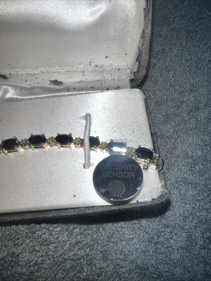 Brazalete tenis oro sobre plata piedras preciosas diamante en caja Foto 4 de 4