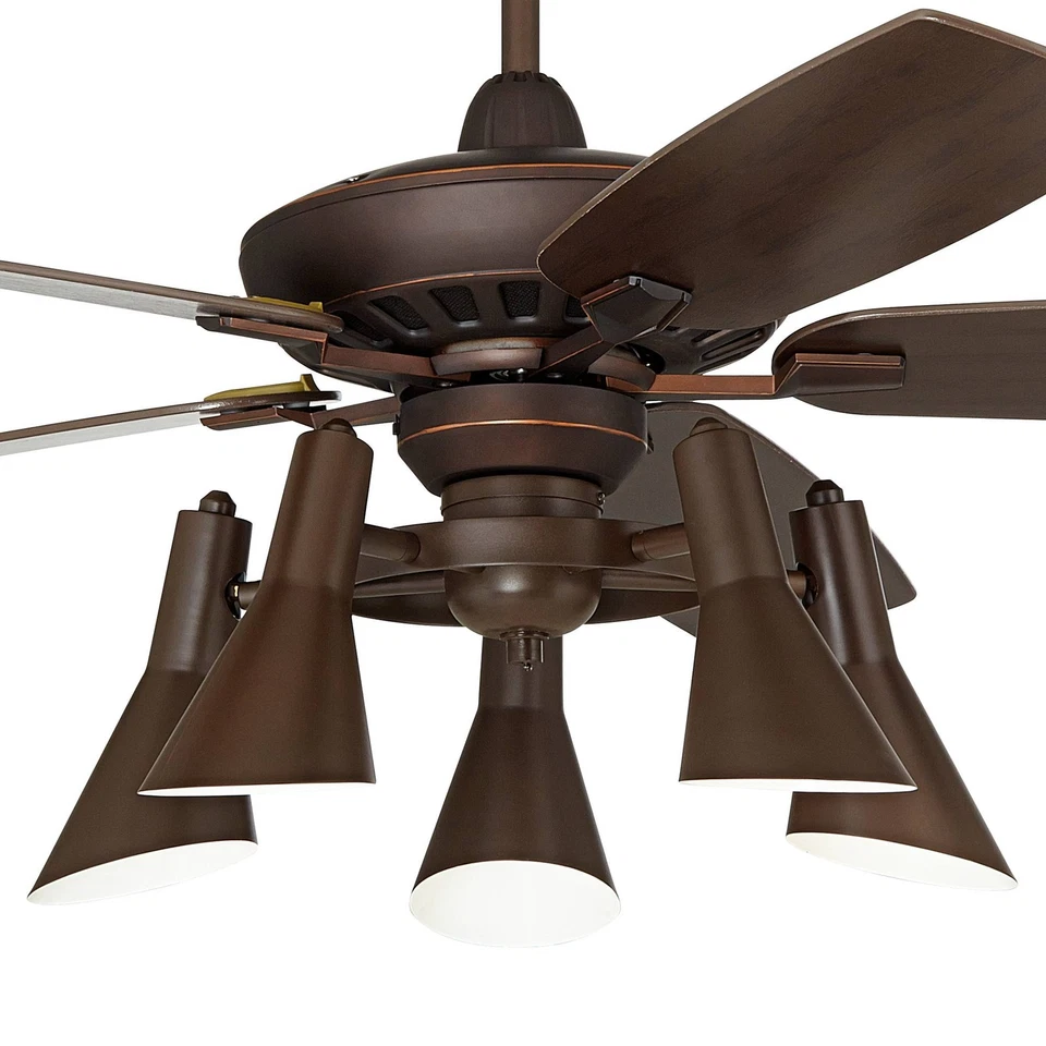 52" Retro Ceiling Fan with Light Kit LED Remote Bronze 5-Light Kitchen Bedroom - Image 3 of 4