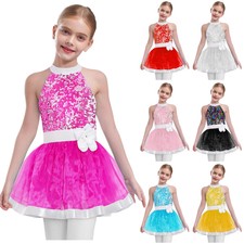 Kids Girls Dresses Skirted Tutu Dress Ballerina Dancewear Cutout Back Layered