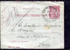 France pneumatic mail cover (Enveloppe pneumatique) RU8 with additional postage