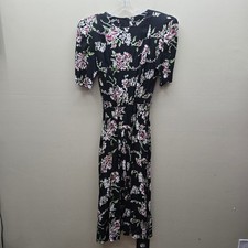 VTG Floral Midi Tea Length Puff Sleeve Tailored Bodice Dress Cottage Core SZ 5/6