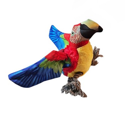 Bird Parrot Squeaky Dog Toy Plush Canvas Rope Chew Puppy For All Pet Sizes New