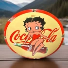 Vintage 12” Coca Cola Betty Boop Domed Porcelain Metal Dealer Store Sign