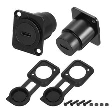 2Pcs Type C Panel Mount Coupler, D-Type USB C Pass Through 10Gbps Black