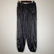 Adidas Womens Small Black Woven Joggers Pants Wide Leg Loose Fit Blue Version