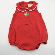 The Beaufort Bonnet Company 0/3M Red Pima Cotton Embroidered Balloon Bodysuit