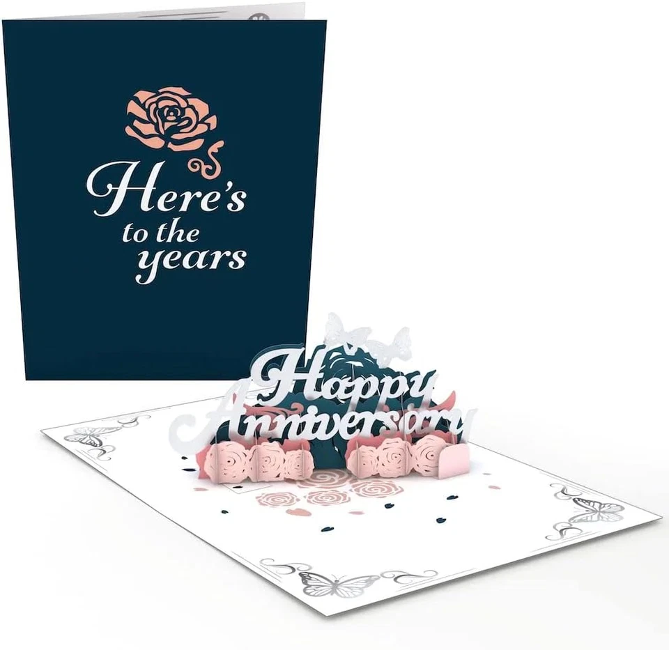Tarjeta emergente feliz aniversario para ella - Tarjetas de felicitación rosa 3D para niñas, mujeres Foto 2 de 4