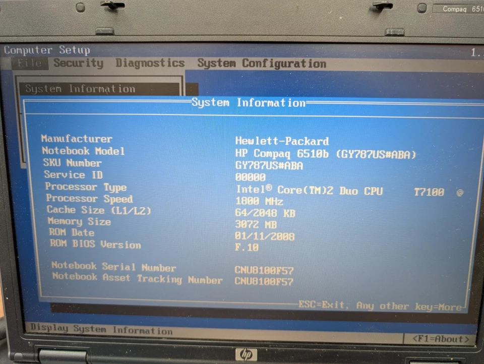 HP Compaq 6510b - Core 2 Duo 1,8 ГГц - 3 ГБ RAM - 240 ГБ HDD - XP Pro - Изображение 2 из 4